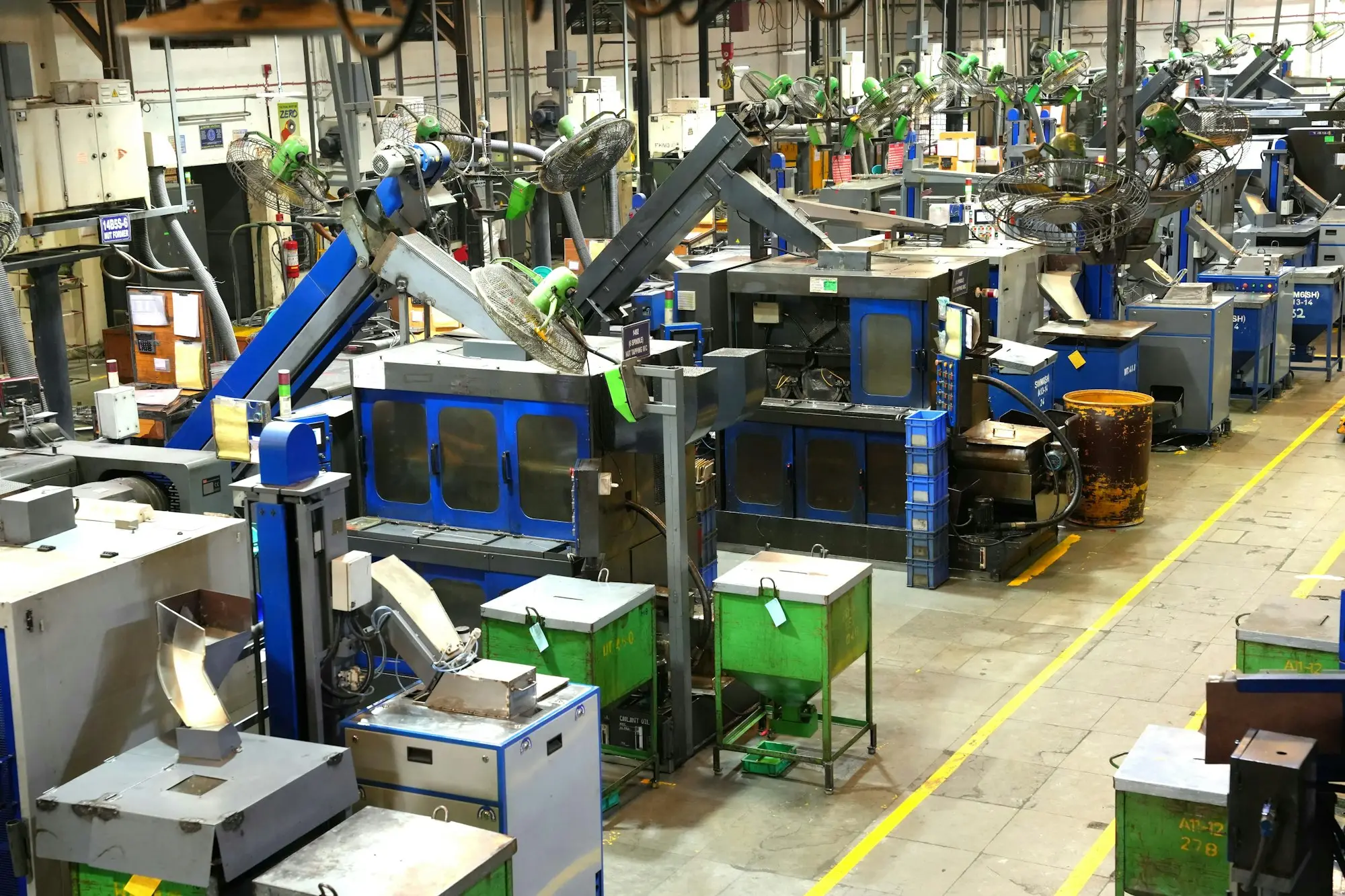 Factory floor with production machinery bought with equipment finance
