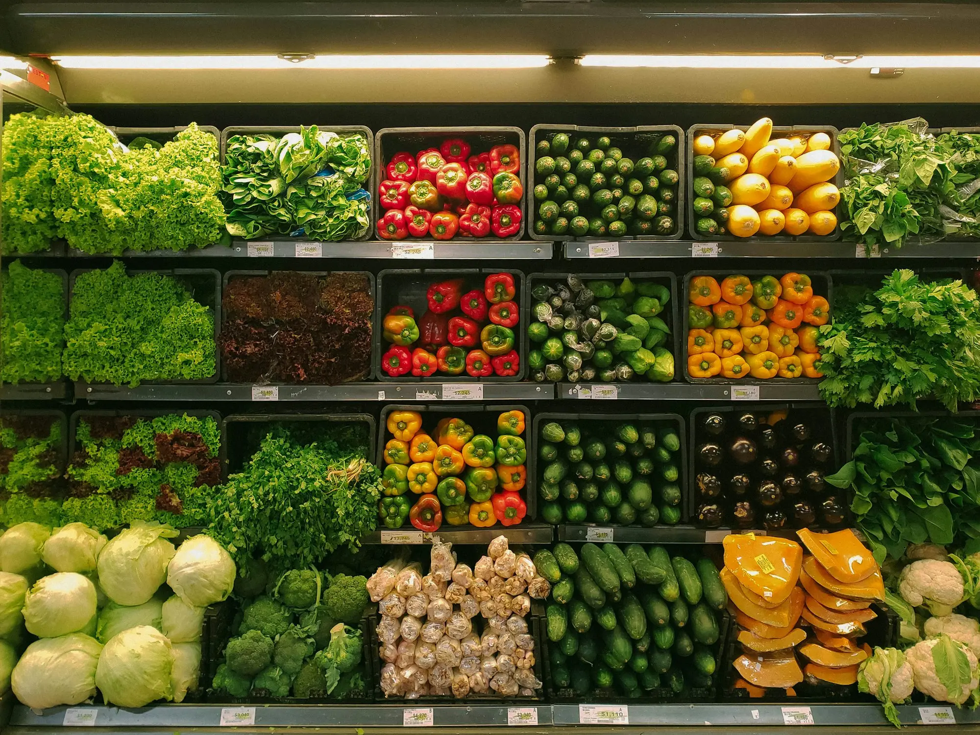 Fresh fruit and vegetable display in an independent grocer's shop
