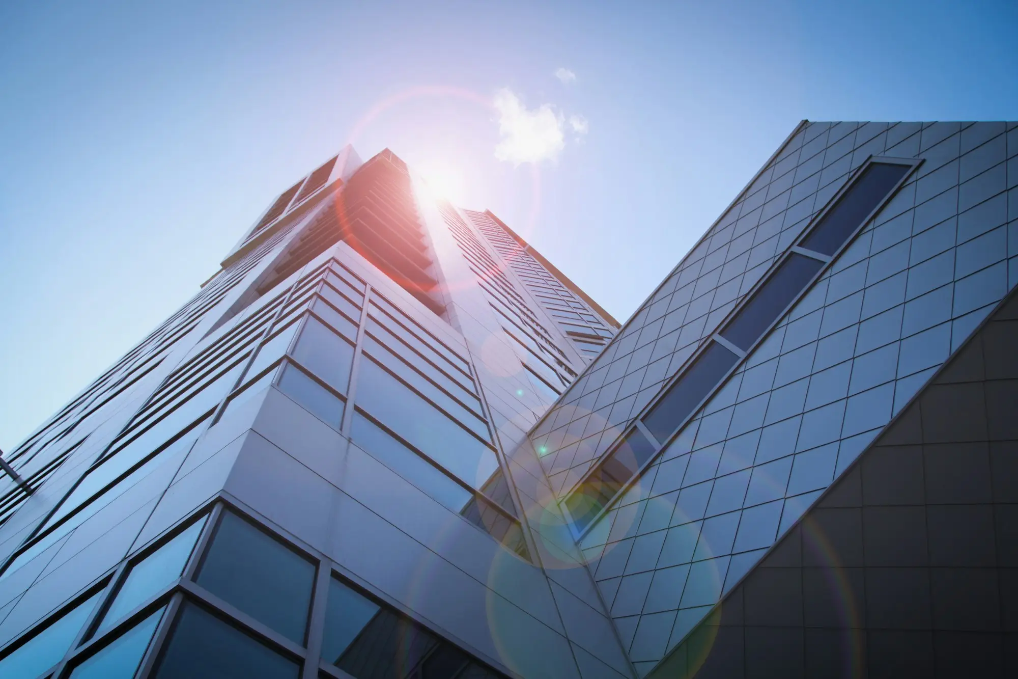 Glass commercial building, the kind of property that secures a first mortgage business loan