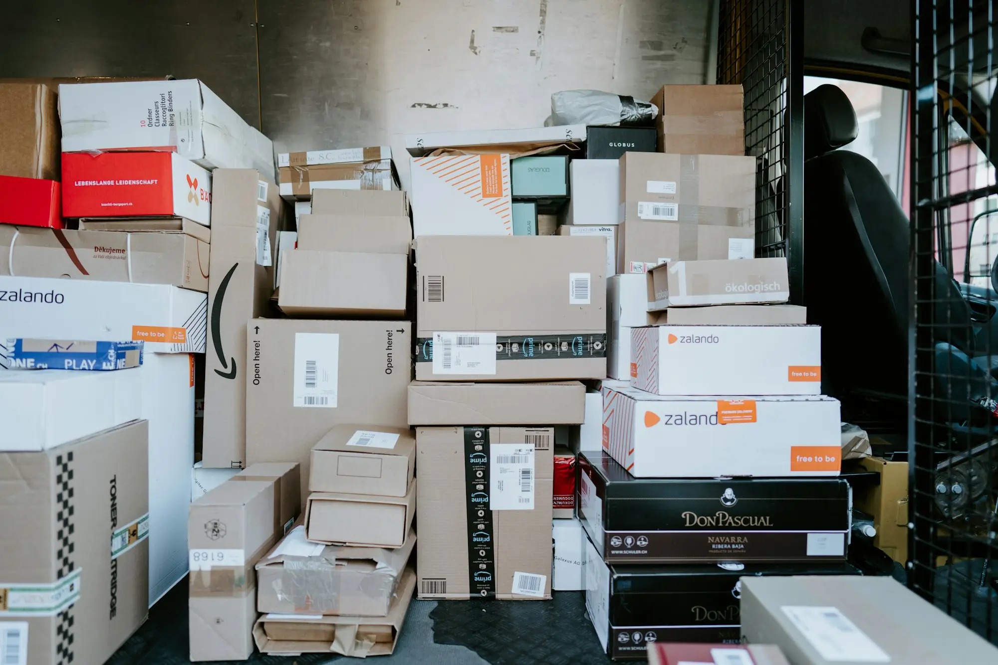 Boxes stacked ready for dispatch on a large order funded with purchase order finance